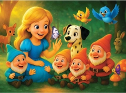 Lesene sestavljanke princesa in palčki 40 kosov WOODEN CITY