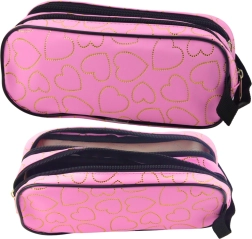 Šolski peresnik rožnat z zlatimi srčki, dvopredelčni