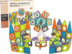 Magnetni 3D gradbeni bloki – vrtiljak, 155 elementov