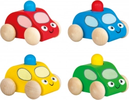 Piskajoči leseni avto z modro lučjo – zelen