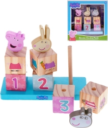 Lesene kocke za natikanje Pujsa Pepa, 9 delov
