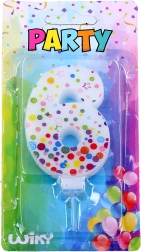 Zabavna svečka številka 6 s pikami