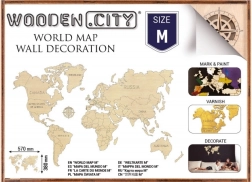 Leseni zemljevid sveta M 57 × 38 cm WOODEN CITY