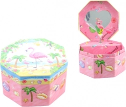 Glasbena škatlica za nakit s flamingom
