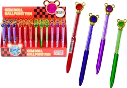 Kemični svinčnik z miško in bleščečimi kamenčki, modro polnilo 0,7 mm