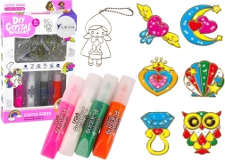 Vitražna viseča okrasja za barvanje – komplet 6 kosov s sušečimi se barvami