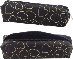 Črn peresniček z zlatimi srčki