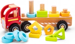 Leseni sortirni tovornjak z barvnimi oblikami