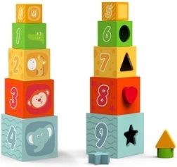 Lesena sestavljanka z vstavljanjem kock BABU