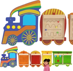 Fleksibilni stenski sistem za 5 izobraževalnih tabel – vlak MASTERKIDZ