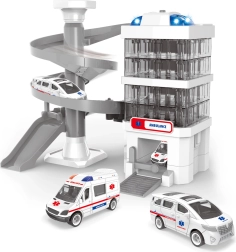 Igralni set Ambulanca z bolnišnično stavbo, svetlobnimi in zvočnimi učinki