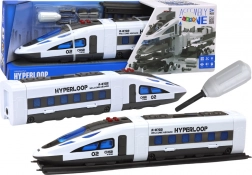 Vijačni vlak HYPERLOOP z lučmi, zvoki in tiri