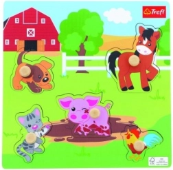 Lesena mini sestavljanka Kmetija, 5 kosov