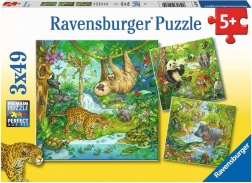 RAVENSBURGER puzzle Živali v džungli 3x49 kosov
