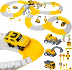 komplet gradbenih dirkalnih stez z avtomobili, 255 delov, gradbena tematika