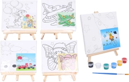 Otroški set za slikanje na platno 15 × 15 cm s stojalom, barvami in čopičem