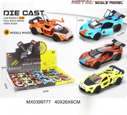 Kovinski dirkalni avtomobilček 1:36 z odpiralnimi vrati in pogonom na vztrajnik