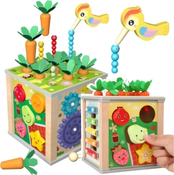 Lesena izobraževalna kocka 6v1