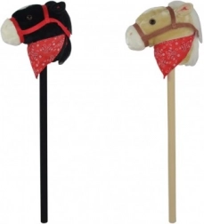 Plišasti konj na palici z zvokom 80 cm, črn