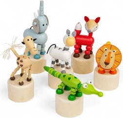 Bigjigs Toys lesena stiskalna živalska Safari