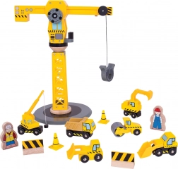 lesena gradbena set z žerjavom BIGJIGS RAIL