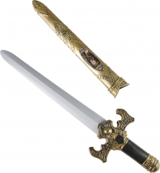 viteški meč z zlatim etuijem in zvočnimi efekti 55 cm