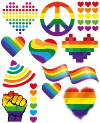 Velik list z mavričnimi našitki za likanje