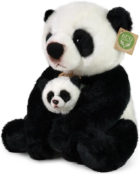 Plišasta panda z mladičem 27 cm eco‑friendly