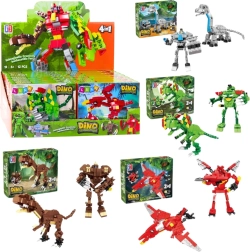 Konstrukcijski set dinozaver in robot 2v1, 50–70 delov, mešanica modelov