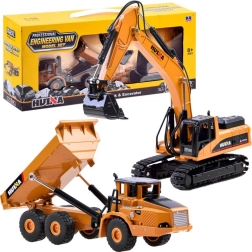 Metal construction vehicle set – excavator and dump truck