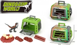 Figura dinozavra 16 cm v kletki z dodatki