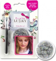 Lukky bleščeči gel za telo s čopičem srebrn