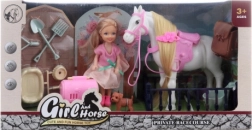 Punčka in konjiček z dodatki