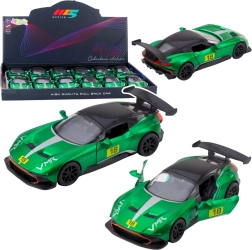 Kovinski dirkalni avtomobilček 1:32 s pull-back pogonom in odpirajočimi se vrati – zelen