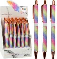 Samodejni kovinski bleščeči svinčnik modra kartuša 1,0 mm