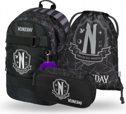 Šolski set Baagl Wednesday: nahrbtnik, peresnica in vrečka