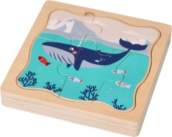 Lesena večplastna sestavljanka Arktične živali