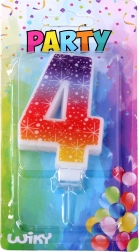 Praznična sveča v obliki številke 4 z zvezdami