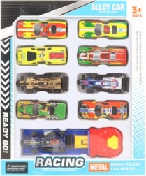 Set kovinskih avtomobilčkov z izstrelitveno osnovo