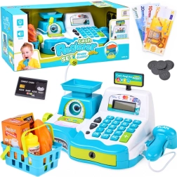 Children's interactive cash register with scanner, scale and accessories