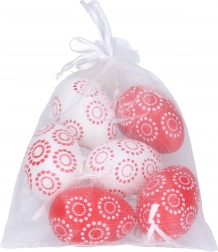 Dekorativna plastična jajčka rdeče-bela 4x6 cm