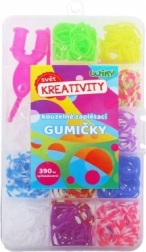 Komplet za izdelavo zapestnic – barvne elastike z dodatki v plastični škatlici