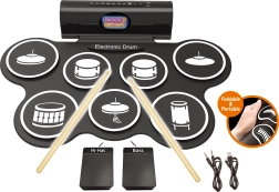 Elektronski set bobnov s pedali in svetlobnimi učinki