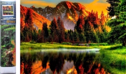 Diamantno slikanje Sončni zahod ob jezeru 30x40 cm