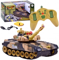 RC tank 2,4 GHz z vrtljivo kupolo in svetlobnimi efekti – Puščava