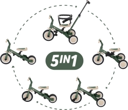 Petite&Mars multifunctional tricycle 5in1 Turbo misty green