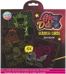 Svetleče strgalne slike – dekliški motiv, set 4 kos