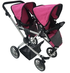 Twin doll stroller pink-black