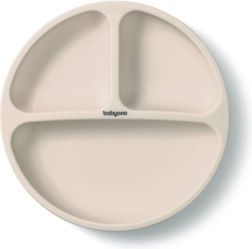 BabyOno silicone divided plate with suction cup, beige, 6m+