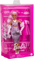 Barbie Deluxe Style punčka v kovinsko rožnati obleki